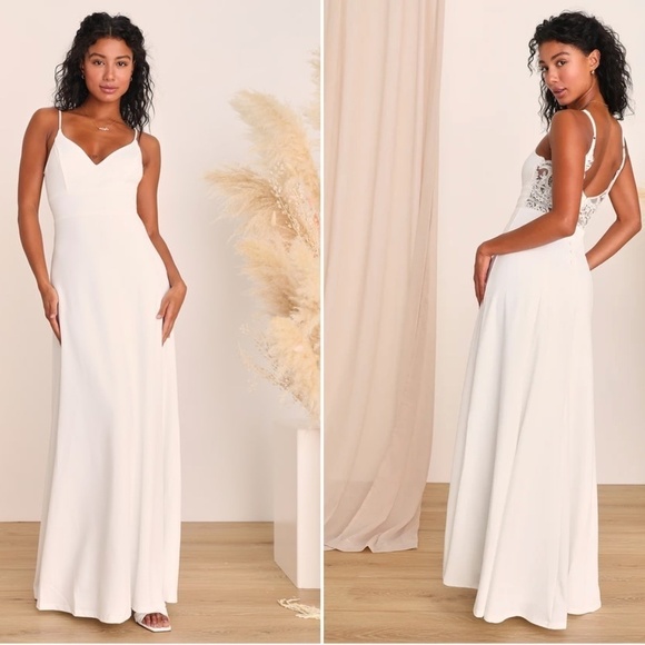 LULUS Bridal Wedding Elegant Sophisticated Sexy Floral Mermaid Trumpet Gown - Picture 4 of 4